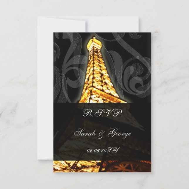 oro Torre Eiffel french rsvp estándar 3.5 x 5 (Anverso)