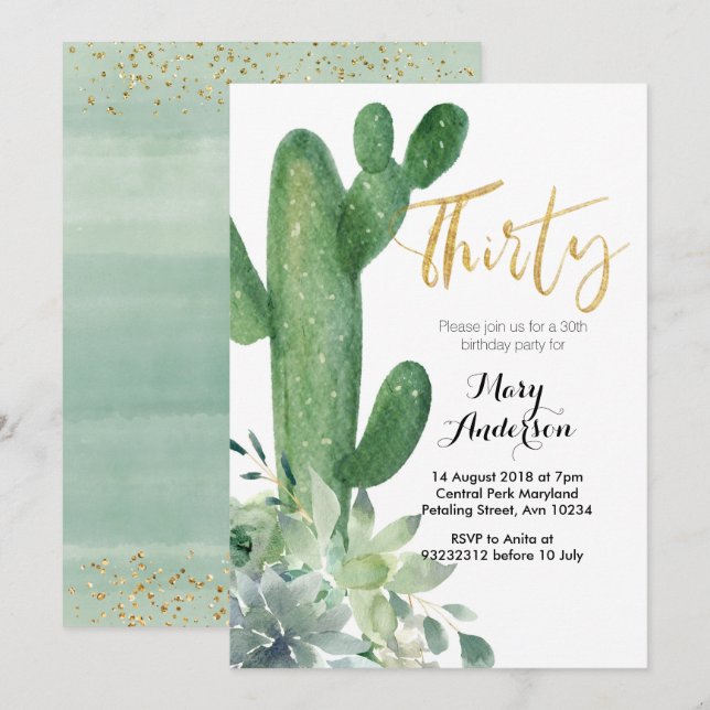 Oro Treinta y Treinta Fiesta de Invitación de Cump (Anverso / Reverso)