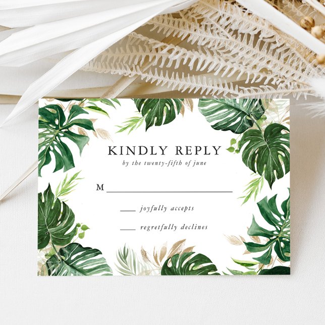 Oro tropical | Tarjeta RSVP de boda (Subido por el creador)