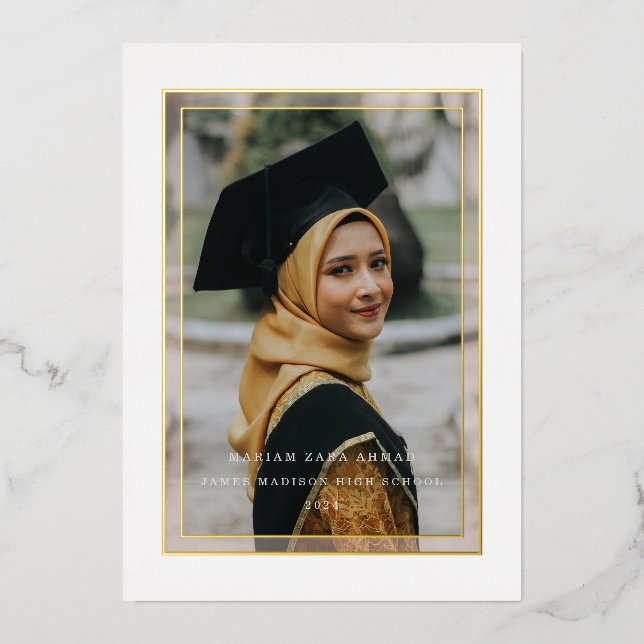 Oro ver a través de la Invitación de Relieve metal (Anverso)