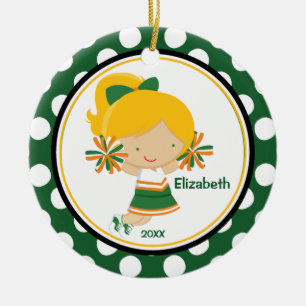 Oro verde del ornamento del navidad del chica de