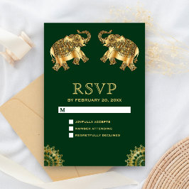 Oro Verde Elefantes Étnicos Indios RSVP