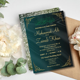 Oro verde esmeralda ornamentado Walima Invitación