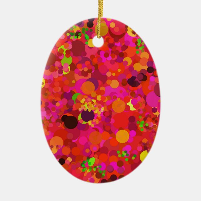 Oro verde rojo y puntos rosados adorno moderno (Frente)