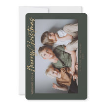 Oro Verde Simple Foto Feliz Navidad