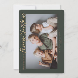 Oro Verde Simple Foto Feliz Navidad