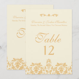 Oro vintage, tarjetas de mesa antiguas
