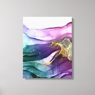 Oro, violeta roja profunda Verde azulada y arte de