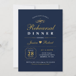 Oro y Azul Marino | Invitación elegante para la ce