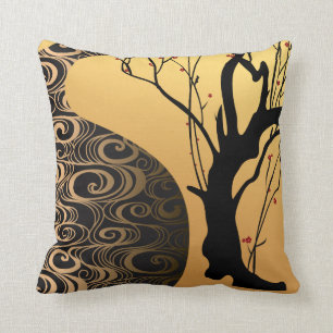 Oro y Cojín decorativo asiático 16" del modelo d