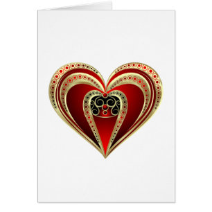 Oro y corazón rojo