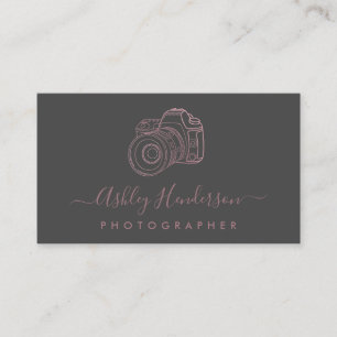 Oro Y Gris Rosa Tarjetas de presentación fotográf