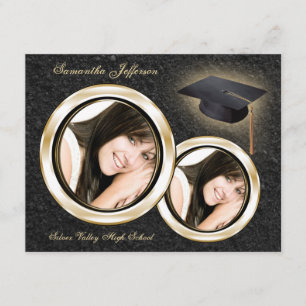 Oro y invitación negra de la graduación