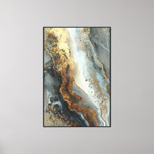 Oro y mármol azul remolino – Arte abstracto