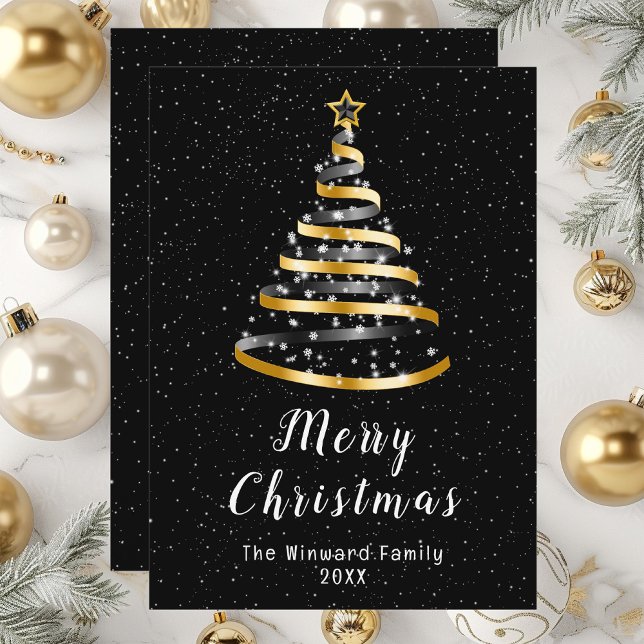 Oro y negro Árbol de cinta Feliz Navidad (Subido por el creador)