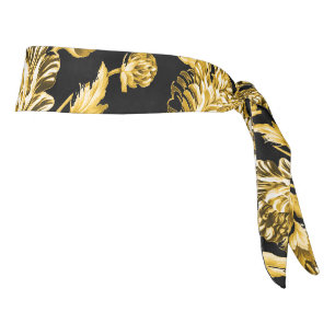 Oro y negro Toile floral botánico moderno