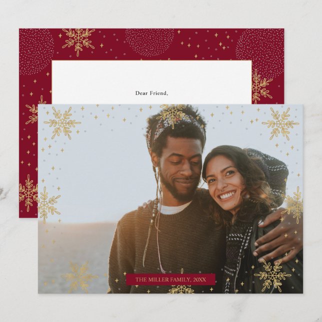 Oro y rojo | Tarjeta de Navidades fotográficos de  (Anverso / Reverso)