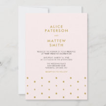 Oro y Rosa Rubor | Invitación de Boda Moderna Chic