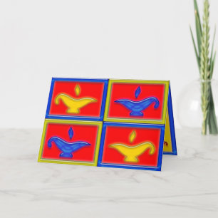 Oro y tarjeta azul de Diwali de las lámparas