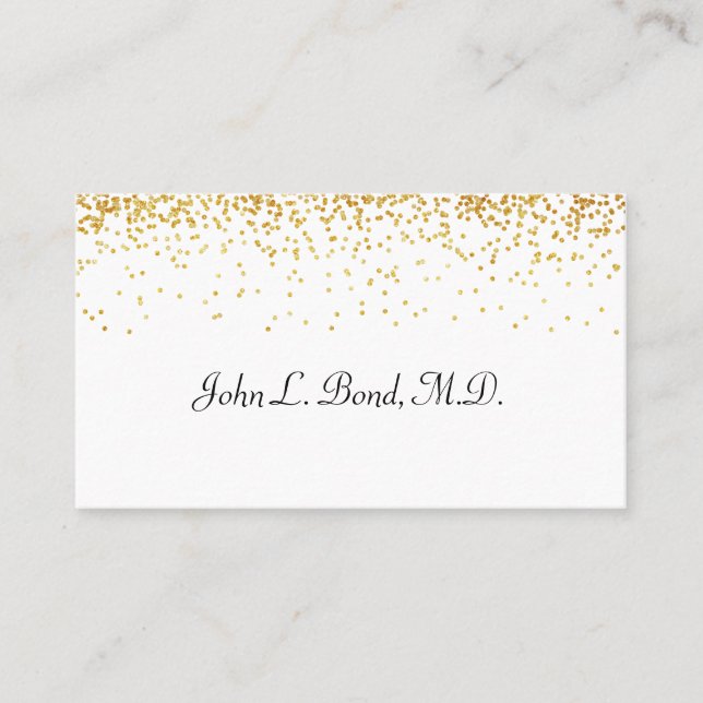 Oro y tarjeta de visita blanca del confeti (Anverso)