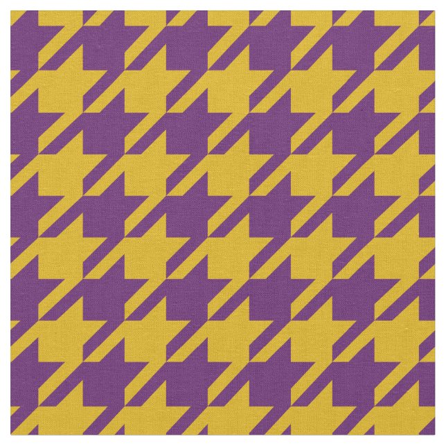 Oro y tela púrpura de Houndstooth (De cerca)