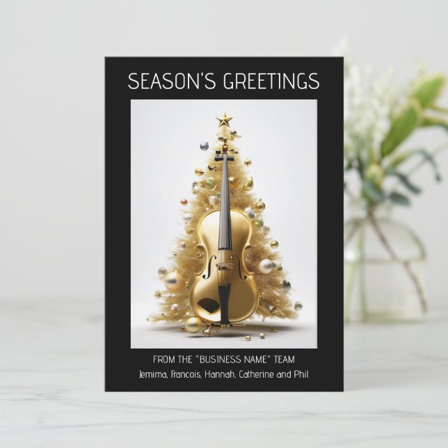 Orquesta cello navidad árbol de oro foto negra (Anverso de pie)