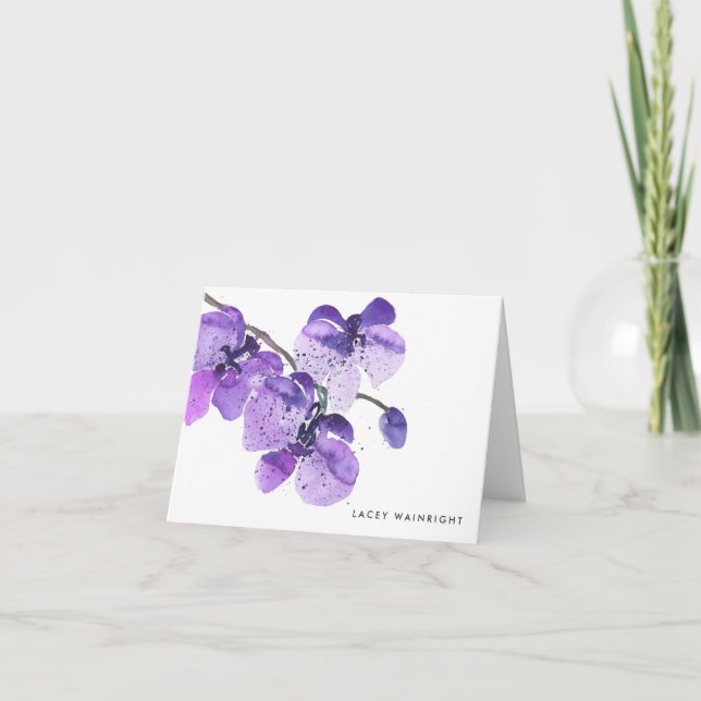 Orquídea acuarela Notecard personalizada (Anverso)