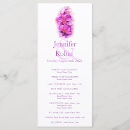 Orquídea acuarela púrpura tarjeta de programa de b