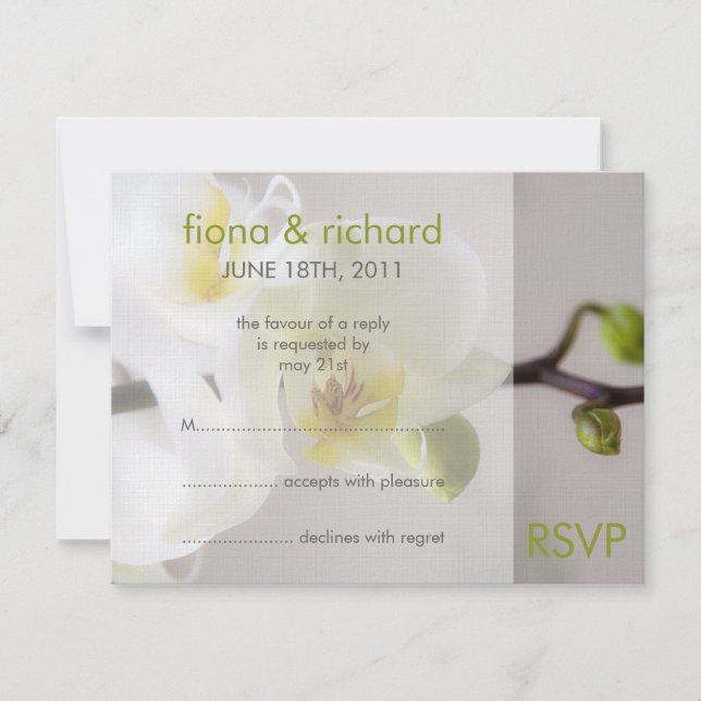 Orquídea Blanca ・ Invitación a la boda RSVP (Anverso)