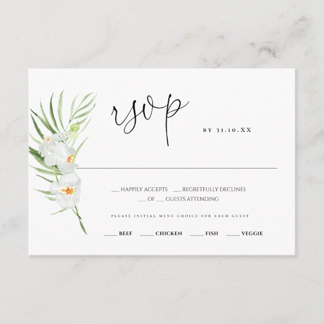 Orquídea Blanca | tarjeta de respuesta del Boda RS (Anverso)