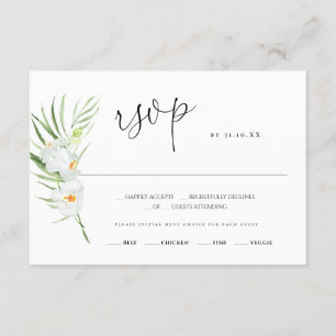 Orquídea Blanca   tarjeta de respuesta del Boda RS