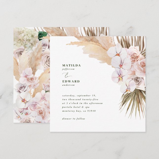 Orquídea de palma de pasto de pampas rústico moder (Anverso / Reverso)