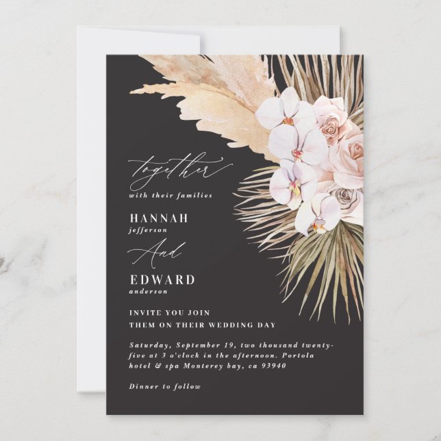 Orquídea de palma de pasto de pampas rústico moder (Anverso)