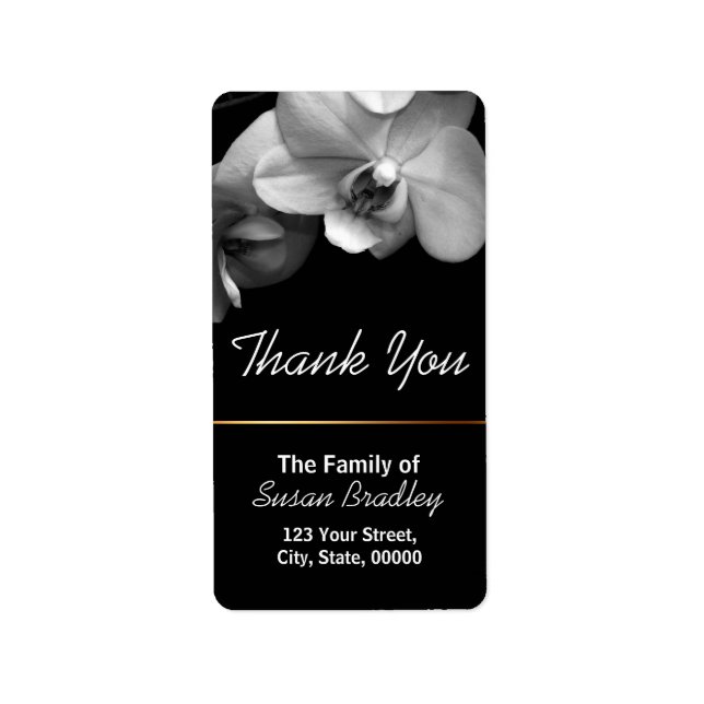 Orquídea Elegante Gracias Etiqueta Negra 1 (Frente)