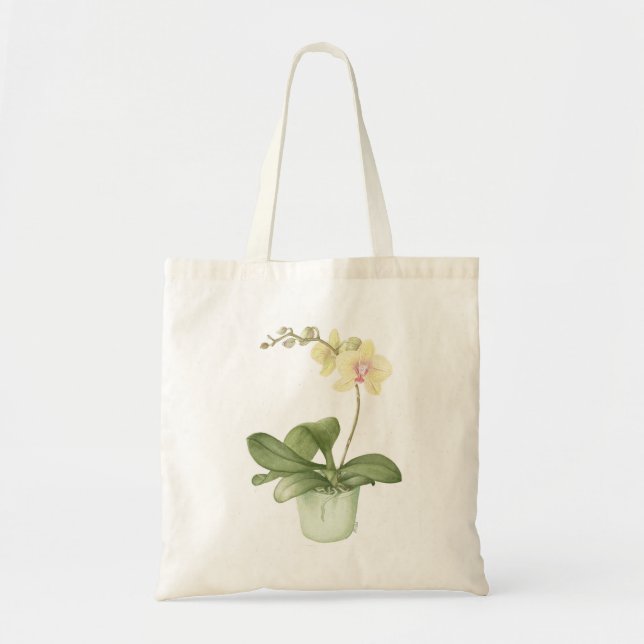 Orquídea en una bolsa de asas de Acuarela del pote (Frente)