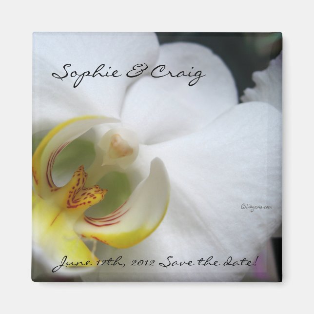Orquídea Guardar imanes de fecha para Bodas (Frente)