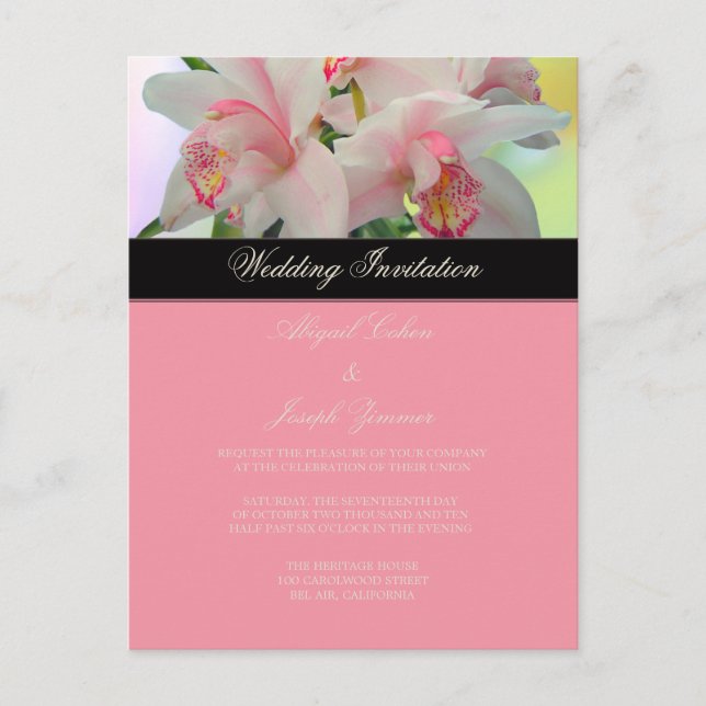 Orquídea, invitación de boda de día / guardar la f (Anverso)