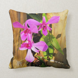 Orquídea rosa en Cojín decorativo de árbol