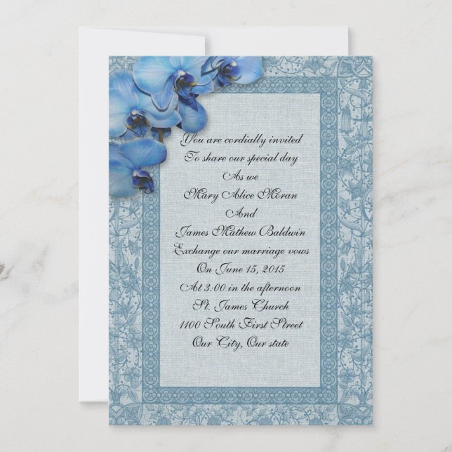 orquídeas azules de la invitación a la boda (Anverso)