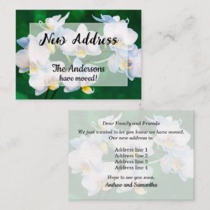 Orquídeas Blancas en Verde Anuncio de Nueva Direcc