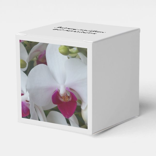 Orquídeas blancas y púrpura en cajas favoritas per (Costado Anverso)