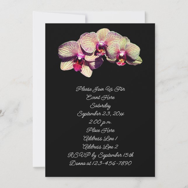 Orquídeas Con Invitación A La Fiesta Floral Negra (Anverso)