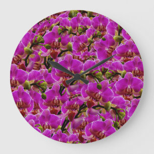 Orquídeas de baile magenta, reloj de pared
