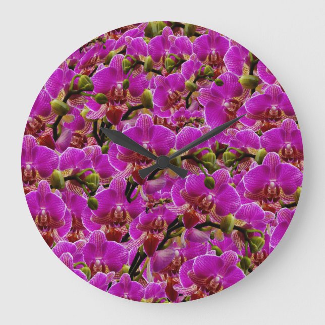Orquídeas de baile magenta, reloj de pared (Anverso)