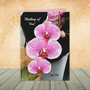 Orquídeas de color rosa y blanco, tarjetas de nota