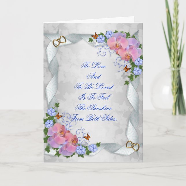 Orquídeas del rosa de la invitación de la boda (Anverso)