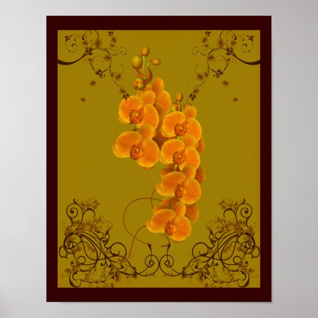 Orquídeas doradas Arte floral (Frente)