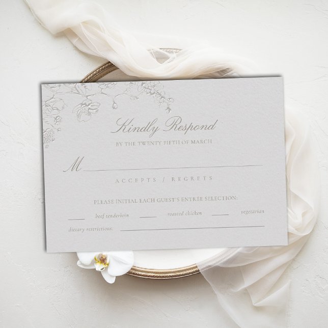 Orquídeas Ensueño Marfil Boda Formal Tradicional (orchid wedding rsvp meal card art sketch romantic modern classic formal elegant ivory)