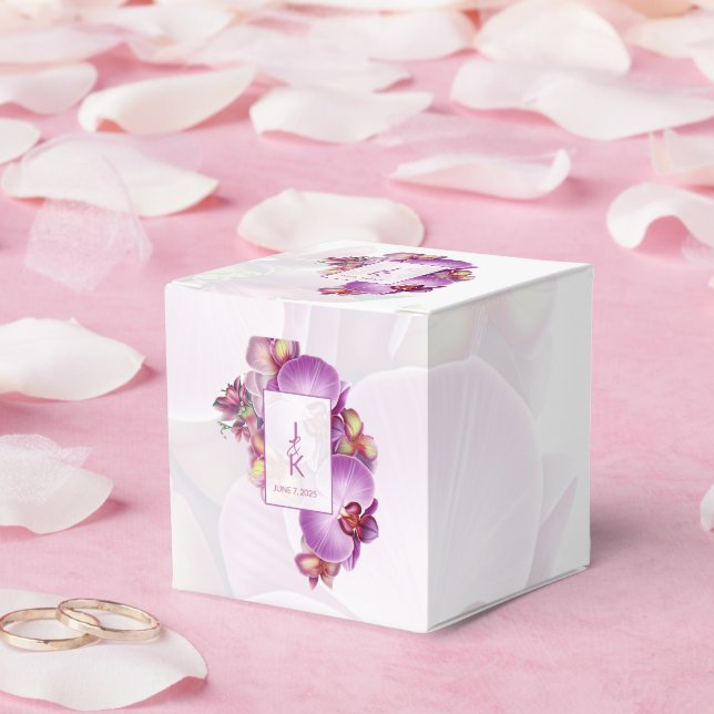 Orquídeas florales Caja de Favor de Boda (Boda)