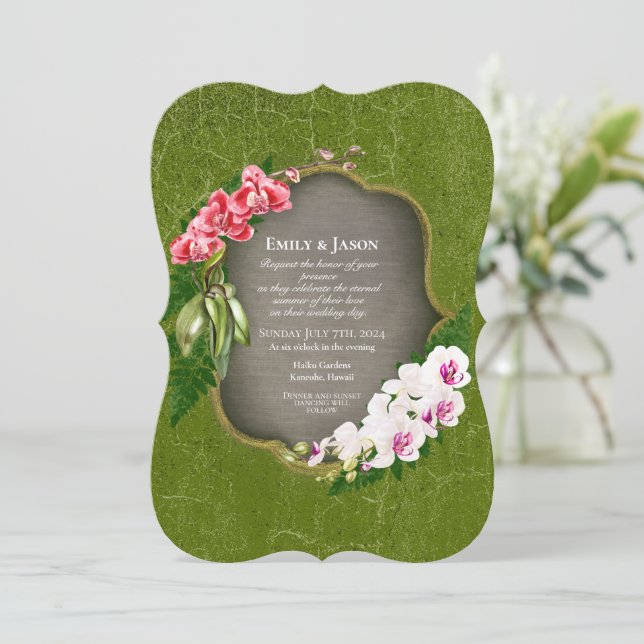 Orquídeas - invitación a una boda romántica en ver (Anverso de pie)